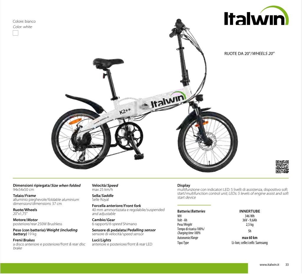 Italwin K2++ e-bike pieghevole - PROMO -